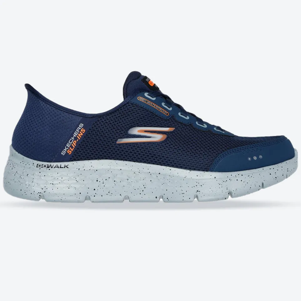 Men's Wide Fit Skechers 216330 Slip-ins Go Walk Flex 100% Waterproof Trainers - Navy