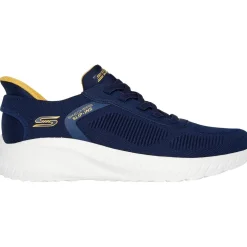 Men's Wide Fit Skechers 118312 Slip-ins Bobs Sport Squad Chaos Solid Step Trainers