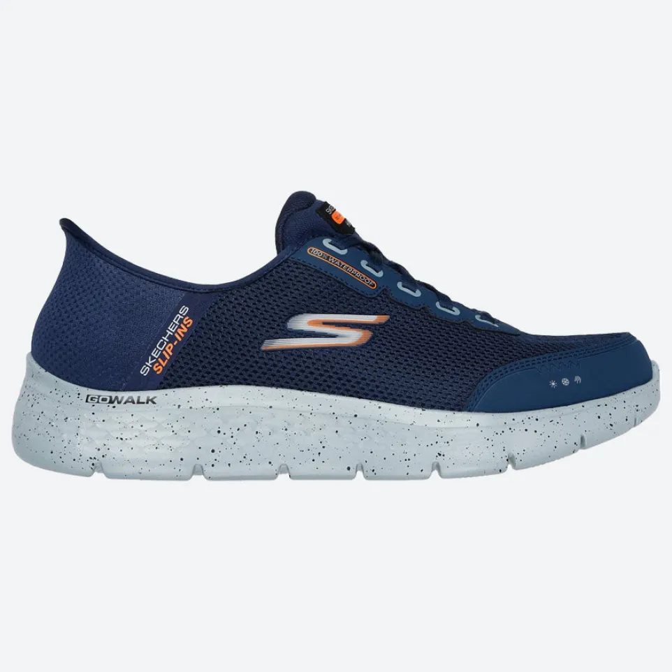 Men's Wide Fit Skechers 216330 Slip-ins Go Walk Flex 100% Waterproof Trainers - Navy