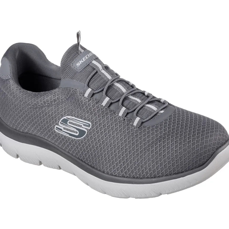 Men's Wide Fit Skechers 52811 Summits Slip On Sports Trainers - Charcoal