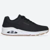 Men's Wide Fit Skechers 52458 Uno - Stand On Air Walking Trainers - Black/White