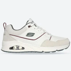 Men's Wide Fit Skechers 183020 Uno Retro One Trainers - White/Green