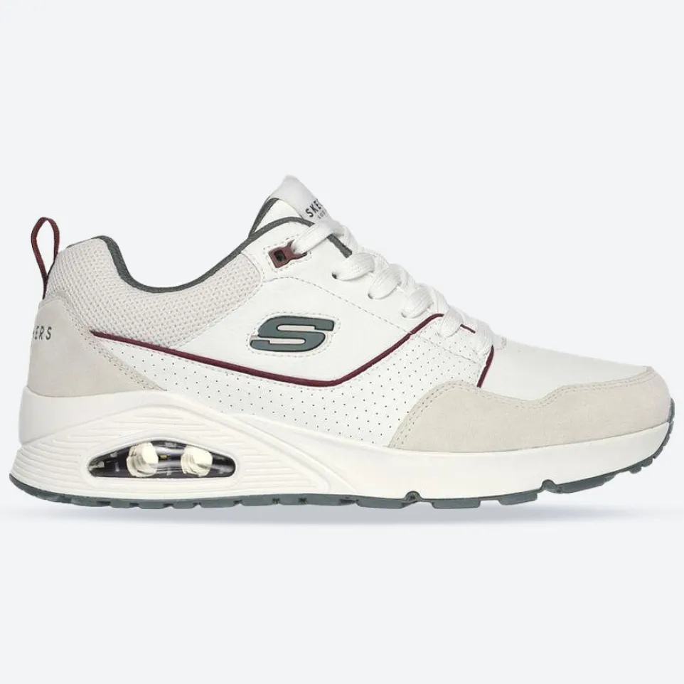 Men's Wide Fit Skechers 183020 Uno Retro One Trainers - White/Green