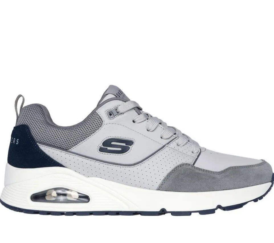 Men's Wide Fit Skechers 183020 Uno Retro One Trainers - Grey