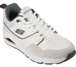 Men's Wide Fit Skechers 183020 Uno Retro One Trainers - White/Green