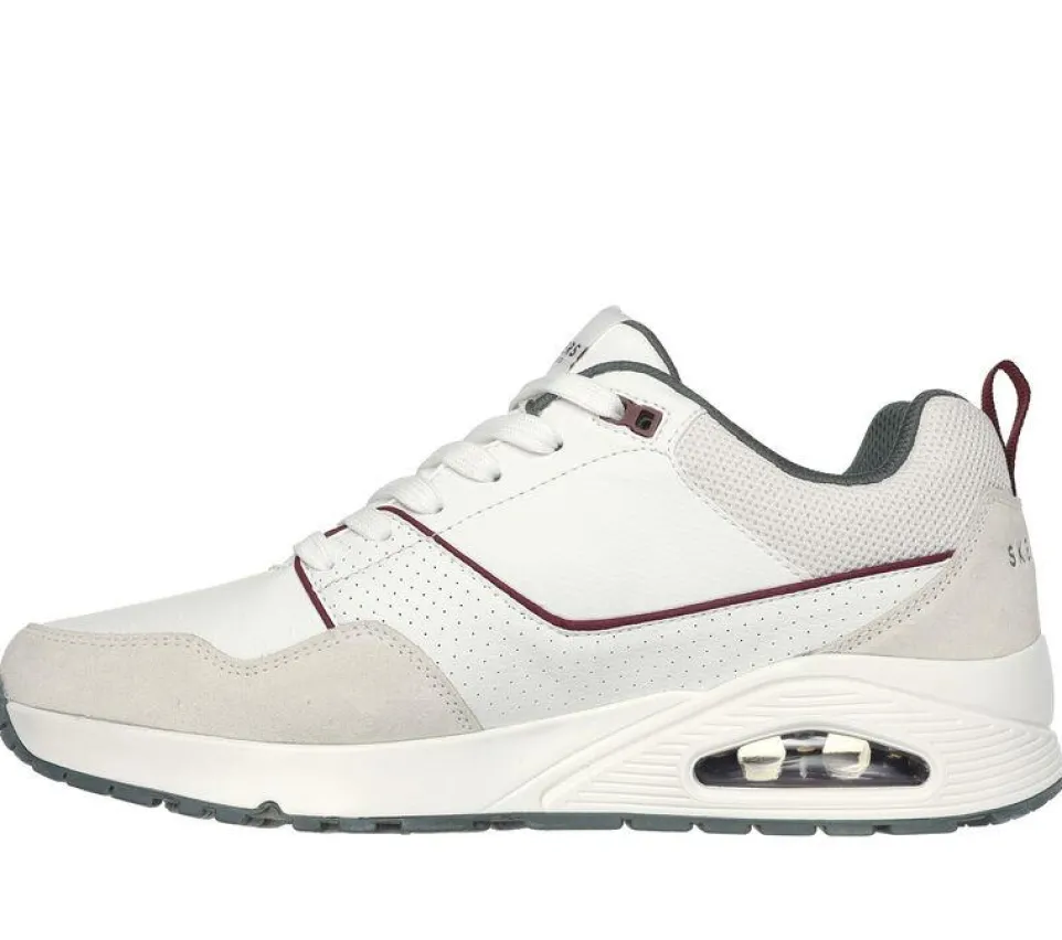 Men's Wide Fit Skechers 183020 Uno Retro One Trainers - White/Green