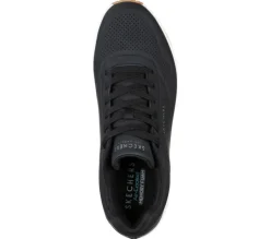 Men's Wide Fit Skechers 52458 Uno - Stand On Air Walking Trainers - Black/White