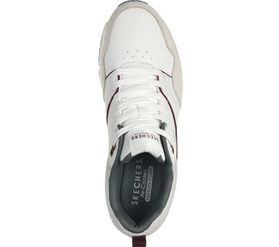 Men's Wide Fit Skechers 183020 Uno Retro One Trainers - White/Green