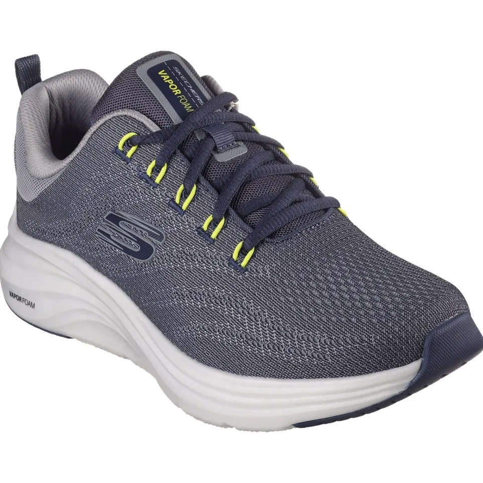 Men's Wide Fit Skechers 232626 Vapor Foam Varien Trainers - Navy/Grey