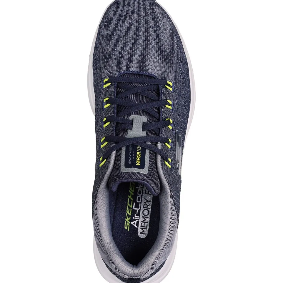 Men's Wide Fit Skechers 232626 Vapor Foam Varien Trainers - Navy/Grey