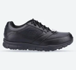 Men's Wide Fit Skechers 77156EC Nampa Occupational Trainers - Black