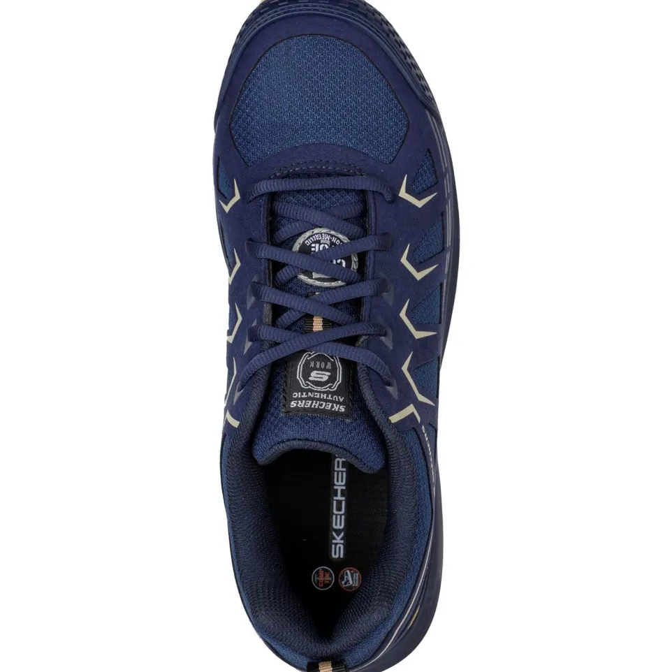 Men's Wide Fit Skechers 200127EC Malad II Safety Trainers - Navy/Tan