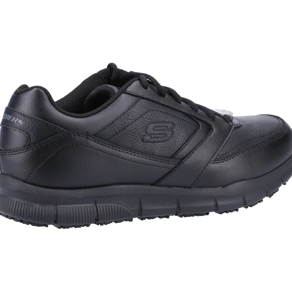 Men's Wide Fit Skechers 77156EC Nampa Occupational Trainers - Black