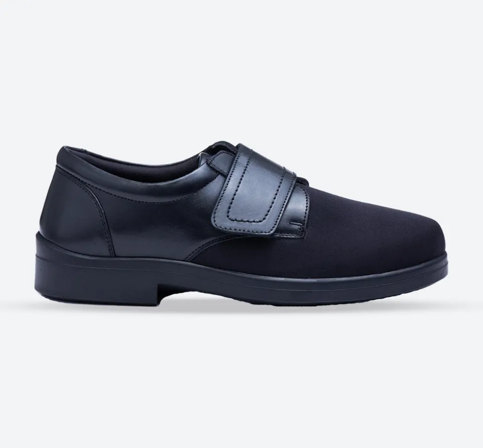 Mens Wide Fit Tredd Well Benjamin Velcro Soft Stretch Shoes - Black