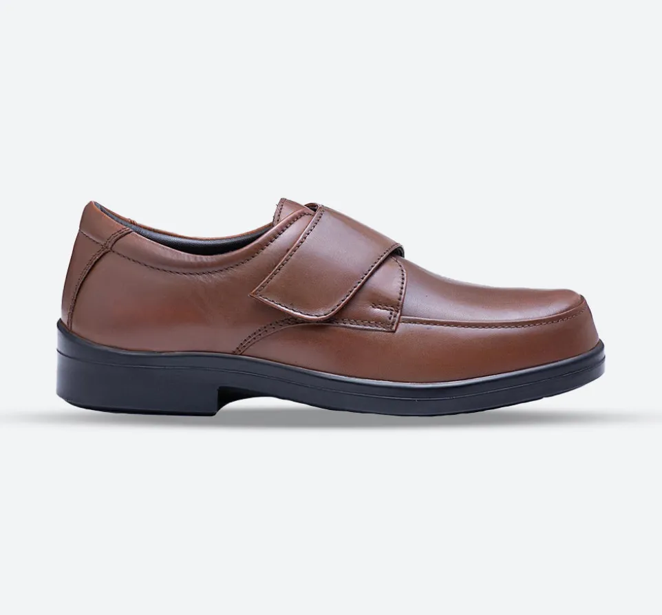Mens Wide Fit Tredd Well York Velcro Shoes - Tan