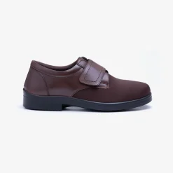 Mens Wide Fit Tredd Well Benjamin Velcro Soft Stretch Shoes - Brown