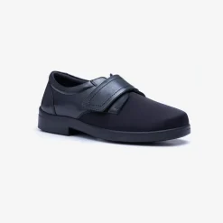 Mens Wide Fit Tredd Well Benjamin Velcro Soft Stretch Shoes - Black