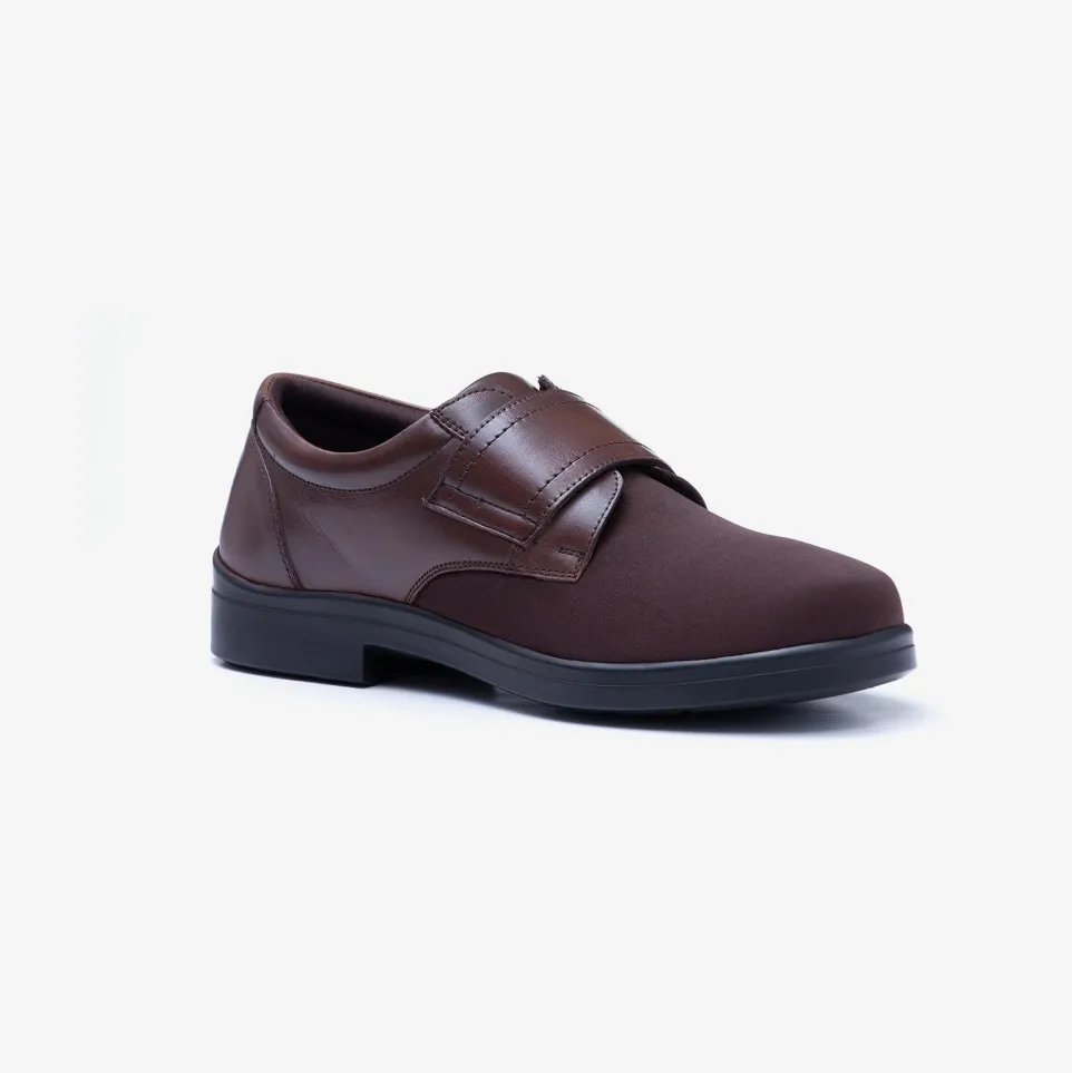 Mens Wide Fit Tredd Well Benjamin Velcro Soft Stretch Shoes - Brown