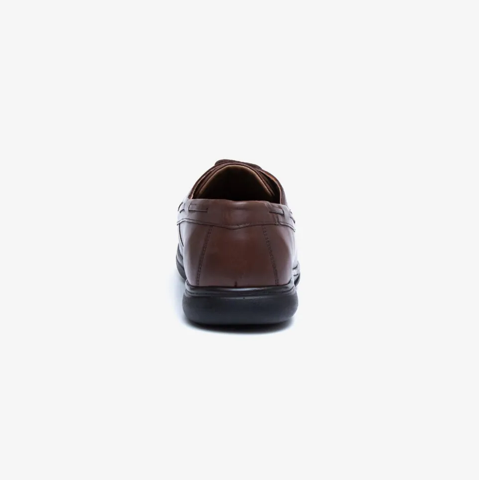 Mens Wide Fit Tredd Well Dean Shoes Brown Boat Shoes