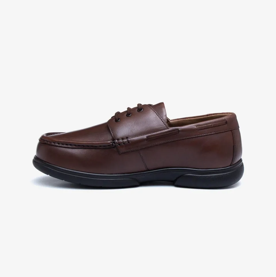 Mens Wide Fit Tredd Well Dean Shoes Brown Boat Shoes