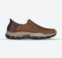 Men's Wide Relaxed Fit Skechers 204810 Slip-ins Rf Respected Elgin Trainers - Brown