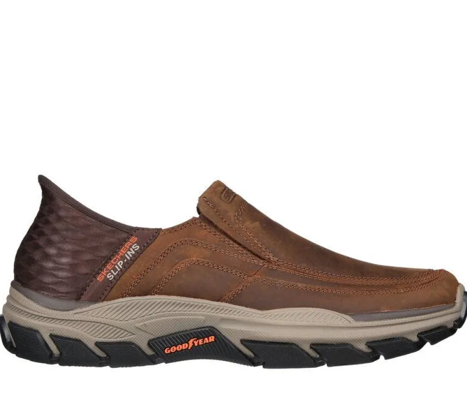 Men's Wide Relaxed Fit Skechers 204810 Slip-ins Rf Respected Elgin Trainers - Brown