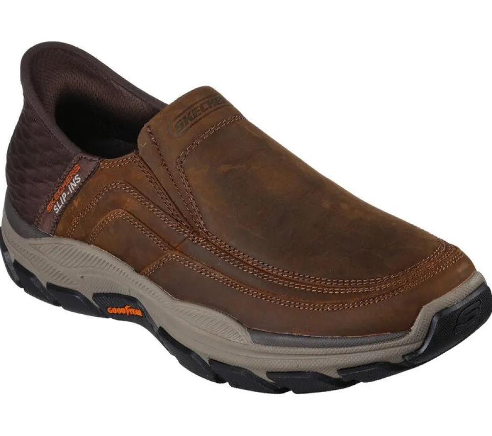 Men's Wide Relaxed Fit Skechers 204810 Slip-ins Rf Respected Elgin Trainers - Brown