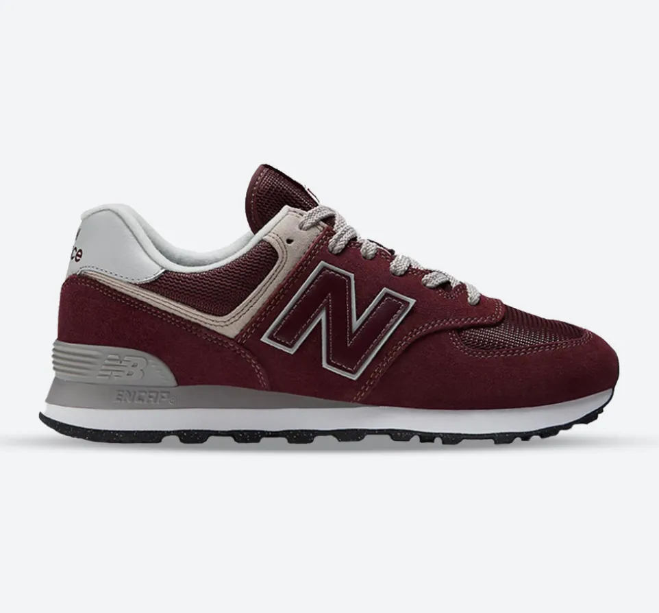 Women's Wide Fit New Balance ML574EVM Running Trainers - Exclusive - Burgundy/White ENCAP