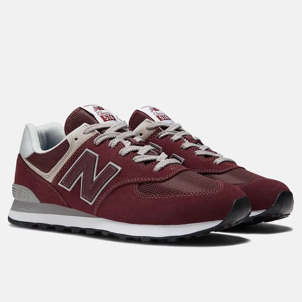 Women's Wide Fit New Balance ML574EVM Running Trainers - Exclusive - Burgundy/White ENCAP