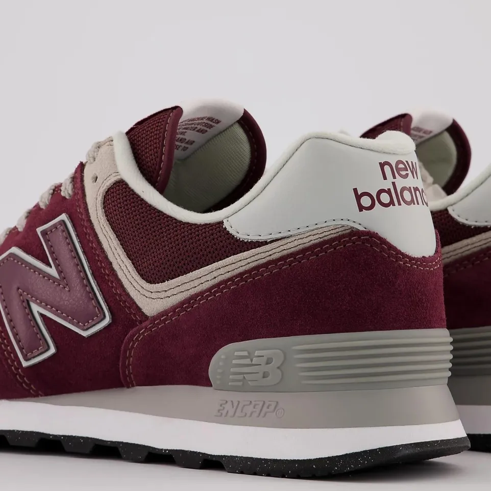 Women's Wide Fit New Balance ML574EVM Running Trainers - Exclusive - Burgundy/White ENCAP