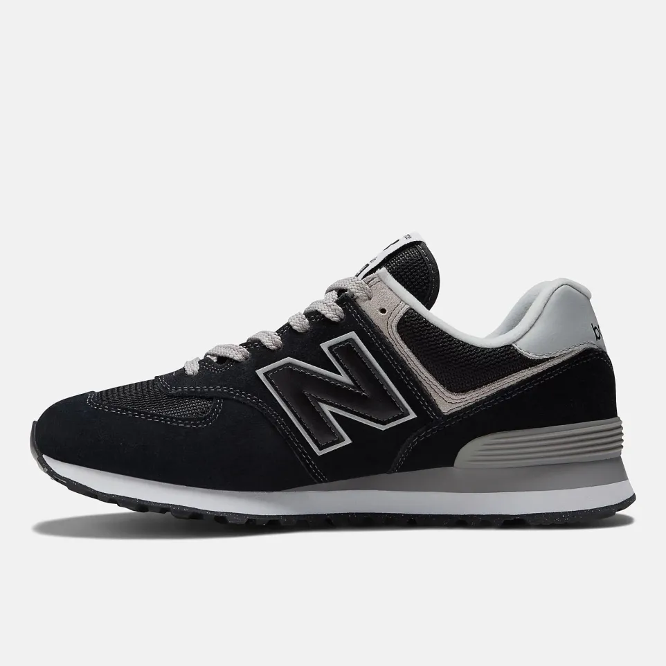 Women's Wide Fit New Balance ML574EVB Running Trainers - Exclusive - Black/White ENCAP