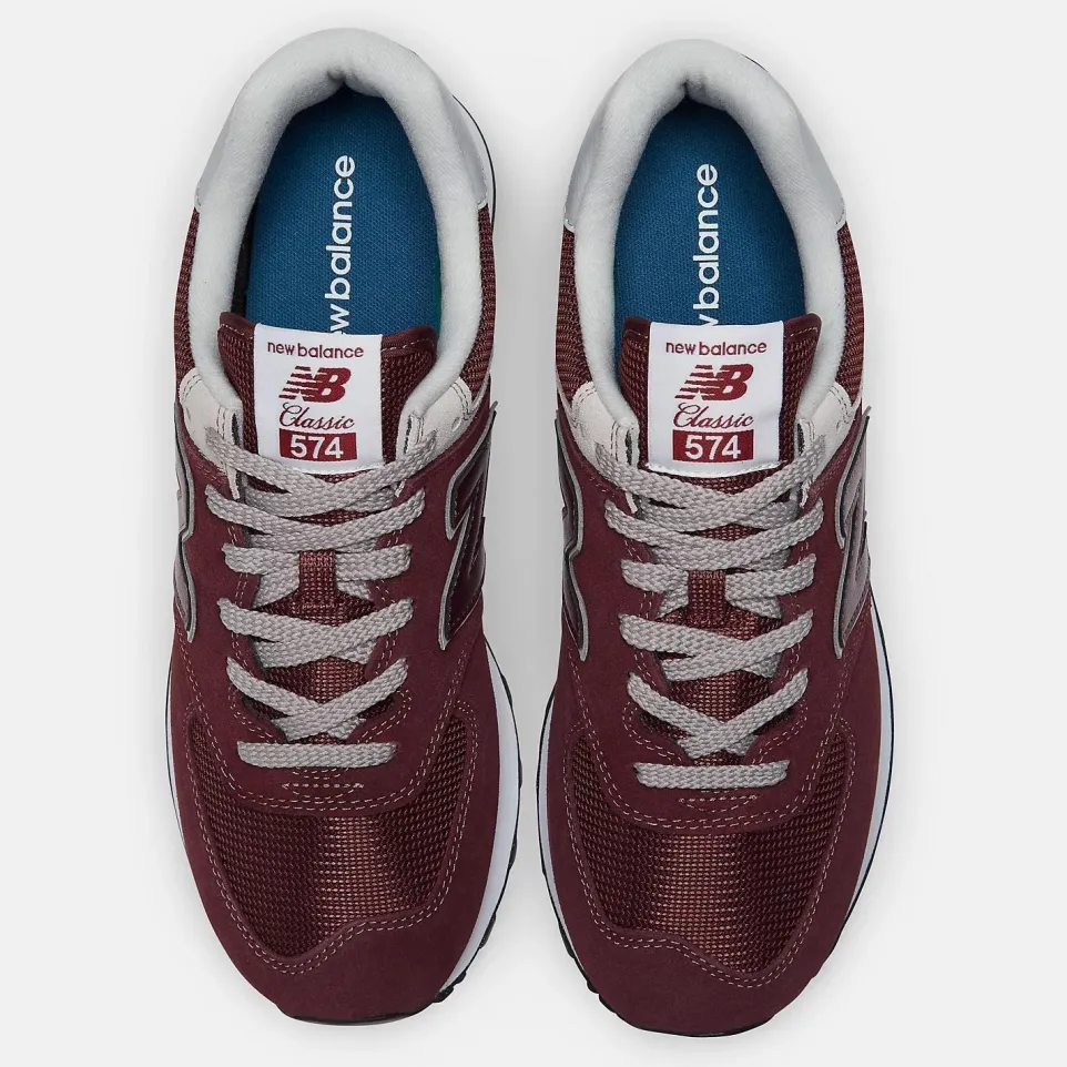Women's Wide Fit New Balance ML574EVM Running Trainers - Exclusive - Burgundy/White ENCAP
