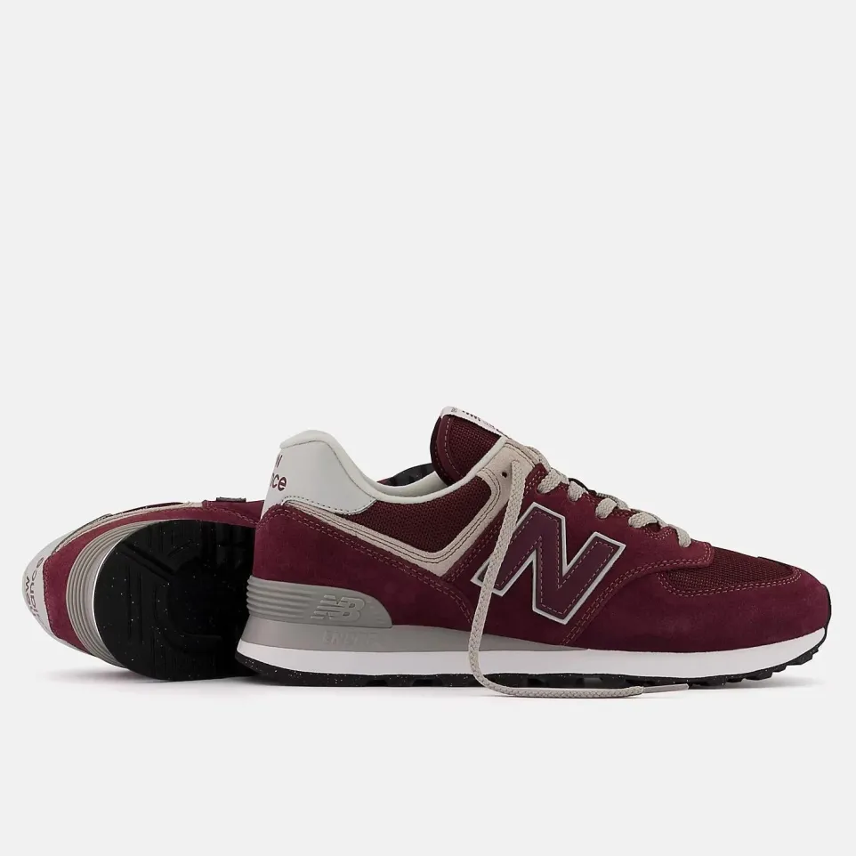 Women's Wide Fit New Balance ML574EVM Running Trainers - Exclusive - Burgundy/White ENCAP