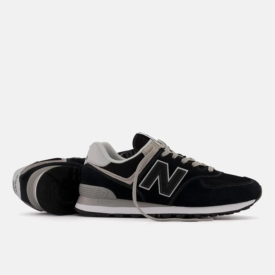 Women's Wide Fit New Balance ML574EVB Running Trainers - Exclusive - Black/White ENCAP