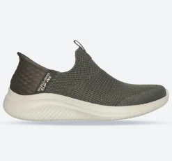 Women's Wide Fit Skechers 149708 Slip-ins Ultra Flex 3.0 Cozy Streak Trainers - Olive
