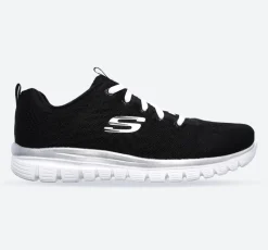 Womens Wide Fit Skechers 12615 Walking Trainers - Black/White