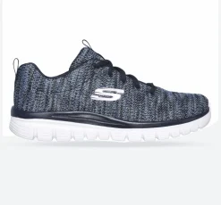 Women's Wide Fit Skechers 12615 Graceful Get Connected Sports Trainers - Navy/Blue