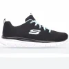 Women's Wide Fit Skechers 12615 Graceful Get Connected Sports Trainers - Black/Turquoise