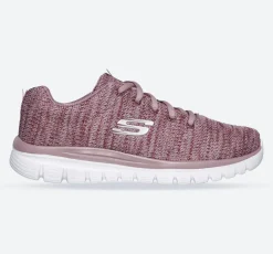 Women's Wide Fit Skechers 12614 Graceful Twisted Fortune Trainers - Mauve