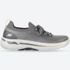 Women's Wide Fit Skechers 124863 Go Walk Arch Fit Clancy Trainers - Grey/Pink