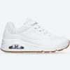 Women's Wide Fit Skechers 73690W Uno Stand On Air Walking Trainers - White