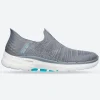 Women's Wide Fit Skechers 124569 Slip-ins GO WALK 6 Fabulous View Trainers - Grey