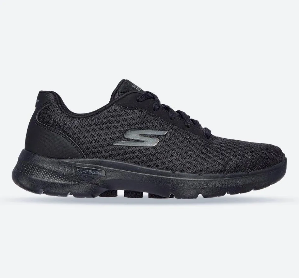 Women's Wide Fit Skechers 124514 Go Walk 6 Iconic Vision Trainers - Black