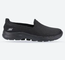 Women's Wide Fit Skechers 124508 Go Walk 6 Big Splash Trainers - Black/Black