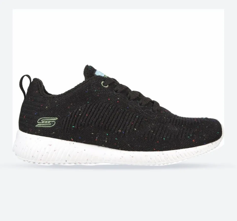 Women's Wide Fit Skechers 117282 Bobs Squad Reclaim Life Trainers - Black