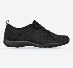 Women's Wide Fit Skechers 100301 Relaxed Fit Breathe Easy Infi Knity Trainers - Black
