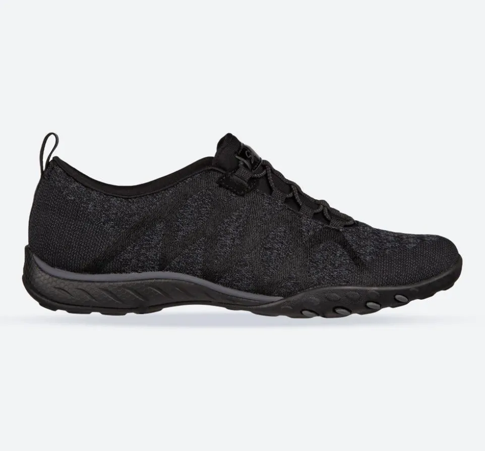 Women's Wide Fit Skechers 100301 Relaxed Fit Breathe Easy Infi Knity Trainers - Black