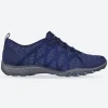 Women's Wide Fit Skechers 100301 Relaxed Fit Breathe Easy Infi Knity Trainers - Navy