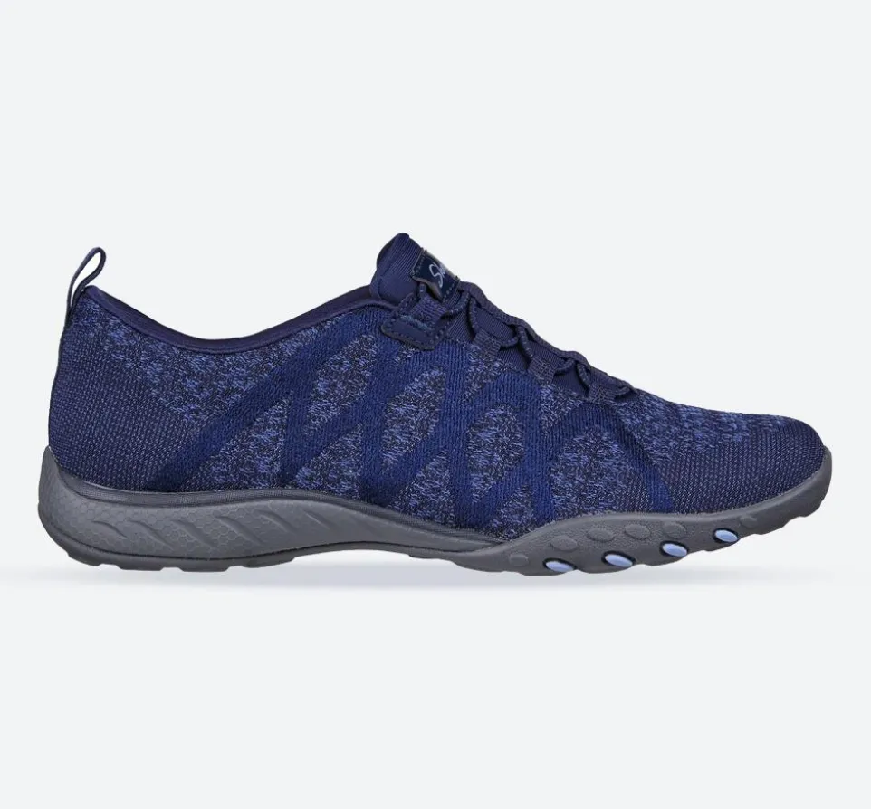Women's Wide Fit Skechers 100301 Relaxed Fit Breathe Easy Infi Knity Trainers - Navy