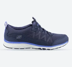 Women's Wide Fit Skechers 104281 Gratis Sport Live Golden Trainers - Navy